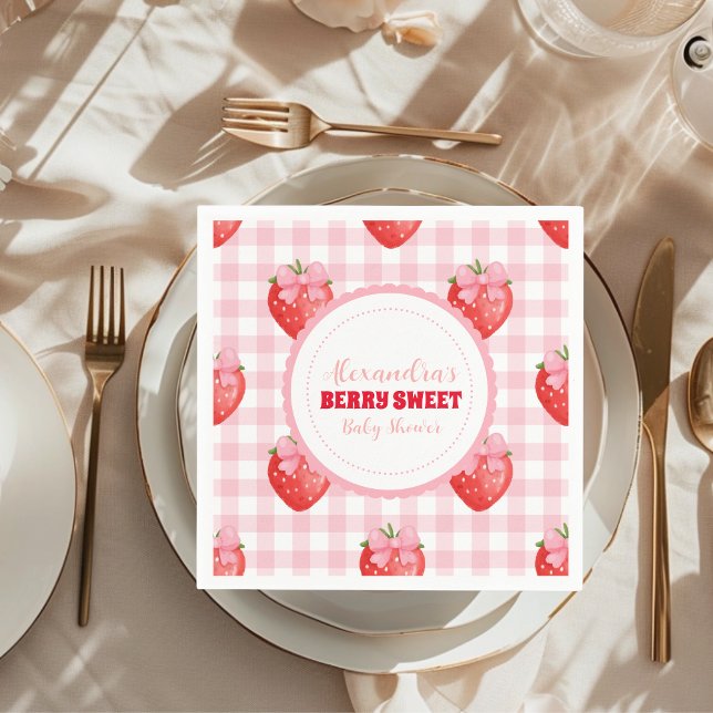 Berry Sweet Rosa Coquette Baby Shower Pappersservett (Skapare uppladdad)