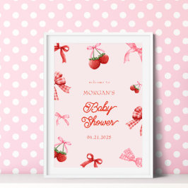 Berry Sweet Rosa Coquette Baby Shower Poster