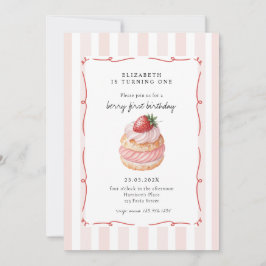 Berry Sweet Rosa First Birthday Inbjudningar