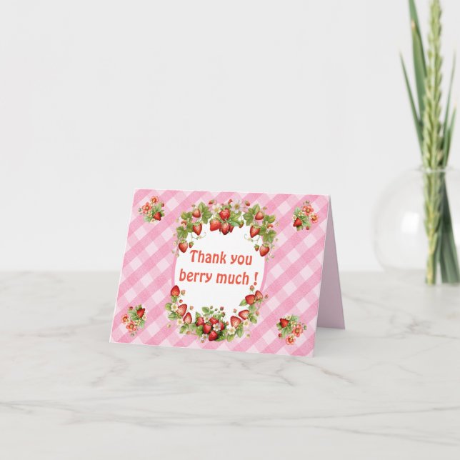 Berry Sweet Rosa Gingham Tack Kort (Framsida)