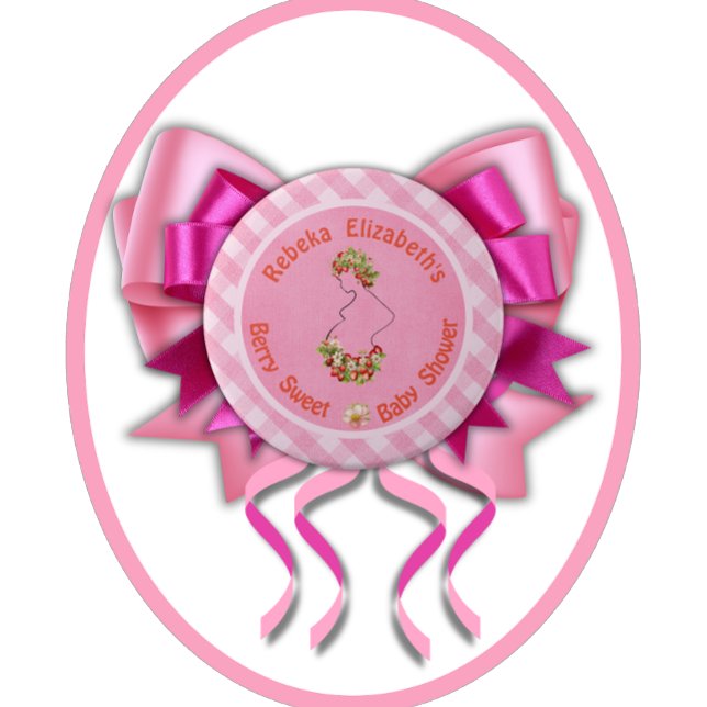 Berry Sweet Rosa Rutiga Baby Shower Knapp (An idea how to embellish this button. )