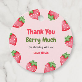 Berry Sweet Rosa Strawberry Baby Shower Tack Gåvor Etiketter