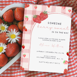Berry Sweet Rosa Strawberry Coquette Baby Shower Inbjudningar
