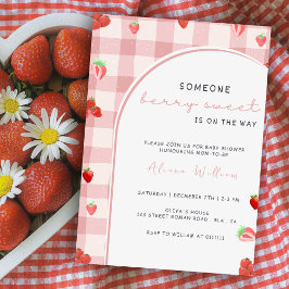 Berry Sweet Rosa Strawberry Coquette Baby Shower Inbjudningar