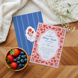 Berry Sweet Strawbär Bluebär & Blooms Inbjudningar