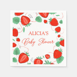 Berry Sweet Strawbär Girl Baby Shower Pappersservett