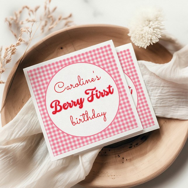 Berry Sweet Strawberry 1:a födelsedagen Party Pappersservett (Skapare uppladdad)