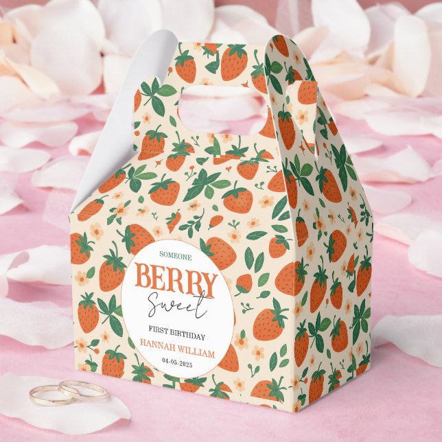 Berry Sweet Strawberry 1-årsfest Presentaskar (Bröllop)