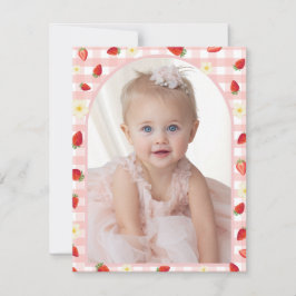 Berry Sweet Strawberry 1st Birthday Photo  Tack Kort