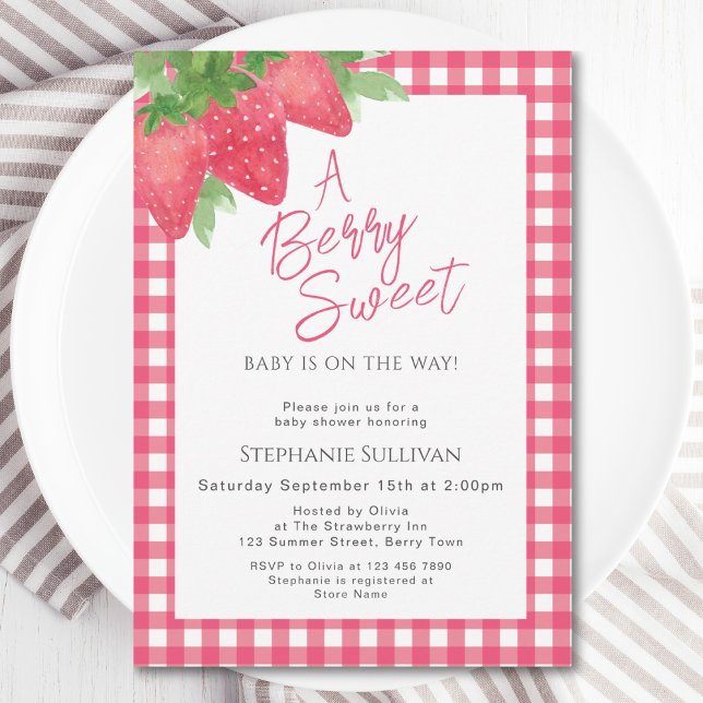 Berry Sweet Strawberry Baby Girl Shower Inbjudningar (Skapare uppladdad)