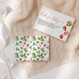 Berry Sweet Strawberry Baby Shower Bok Request Tilläggskort