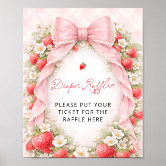 Berry Sweet Strawberry Baby Shower Diaper Raffle Poster