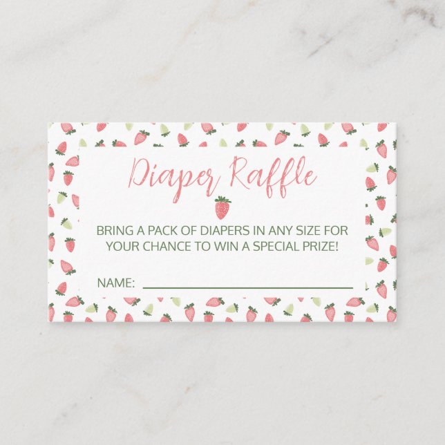 Berry Sweet Strawberry Baby Shower Diaper Raffle Tilläggskort (Framsida)