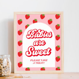 Berry Sweet Strawberry Baby Shower Favor Poster