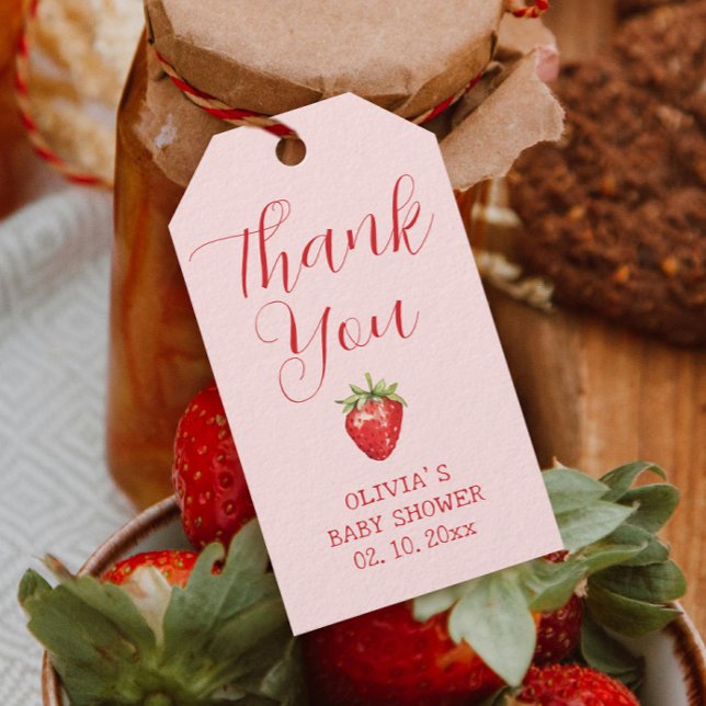 Berry Sweet Strawberry Baby Shower Favor Presentetikett (Skapare uppladdad)