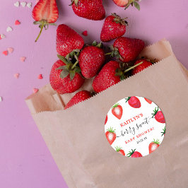 Berry Sweet Strawberry Baby Shower Favor Runt Klistermärke