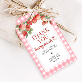 Berry Sweet Strawberry Baby Shower Favor Tags Presentetikett