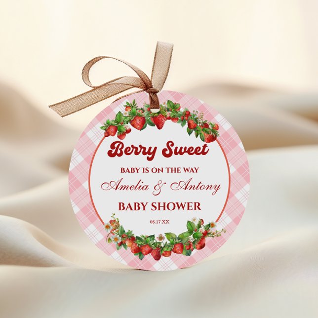 Berry Sweet Strawberry Baby Shower Gåvor Etiketter (Skapare uppladdad)