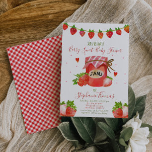 Berry Sweet Strawberry Baby Shower Inbjudan