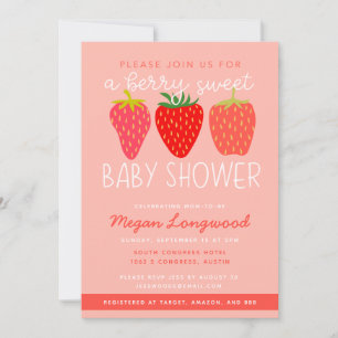 Berry Sweet Strawberry Baby Shower Inbjudningar