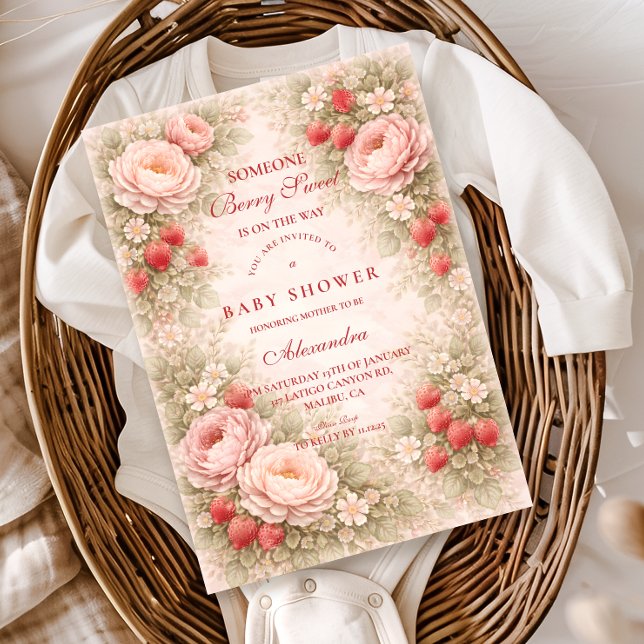 Berry Sweet Strawberry Baby Shower Inbjudningar (Skapare uppladdad)