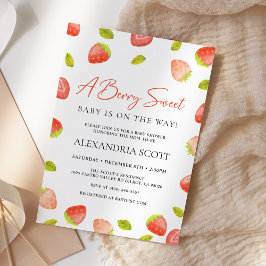 Berry Sweet Strawberry Baby Shower Inbjudningar