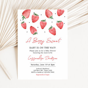 Berry Sweet Strawberry Baby Shower Inbjudningar