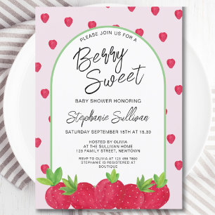 Berry Sweet Strawberry Baby Shower Inbjudningar