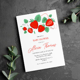 Berry Sweet Strawberry Baby Shower Inbjudningar