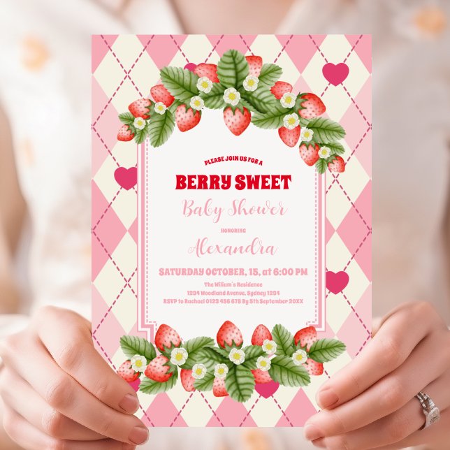Berry Sweet Strawberry Baby Shower Inbjudningar (Skapare uppladdad)