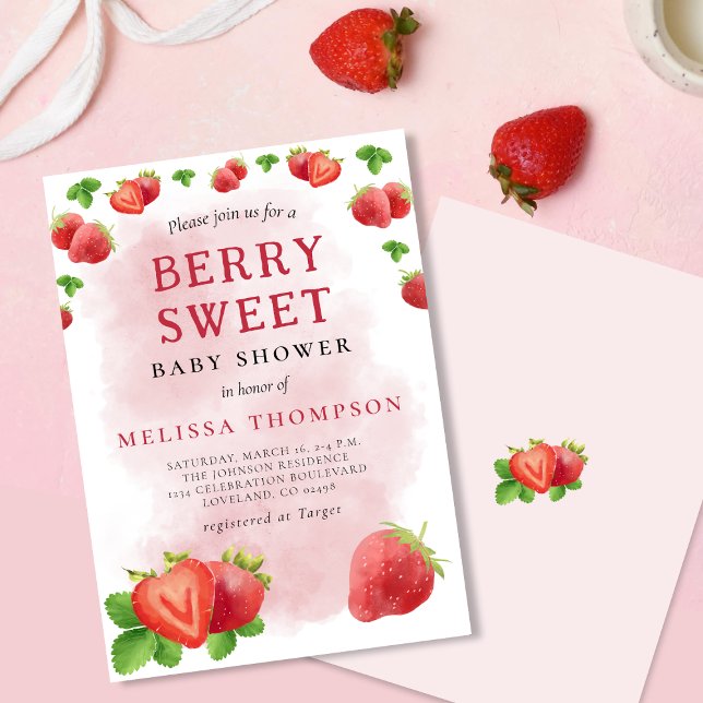 Berry Sweet Strawberry Baby Shower Inbjudningar (Skapare uppladdad)