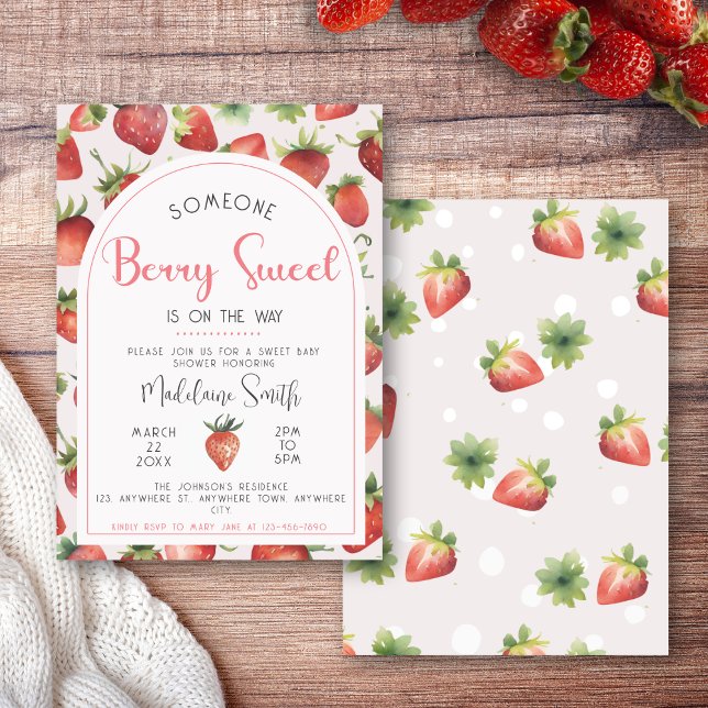 Berry Sweet Strawberry Baby Shower Inbjudningar (Skapare uppladdad)
