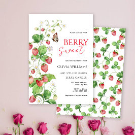 Berry Sweet Strawberry Baby Shower Inbjudningar