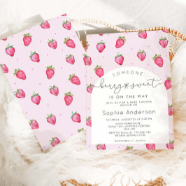 Berry Sweet Strawberry Baby Shower Inbjudningar