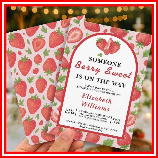 Berry Sweet Strawberry Baby Shower Inbjudningar (Skapare uppladdad)