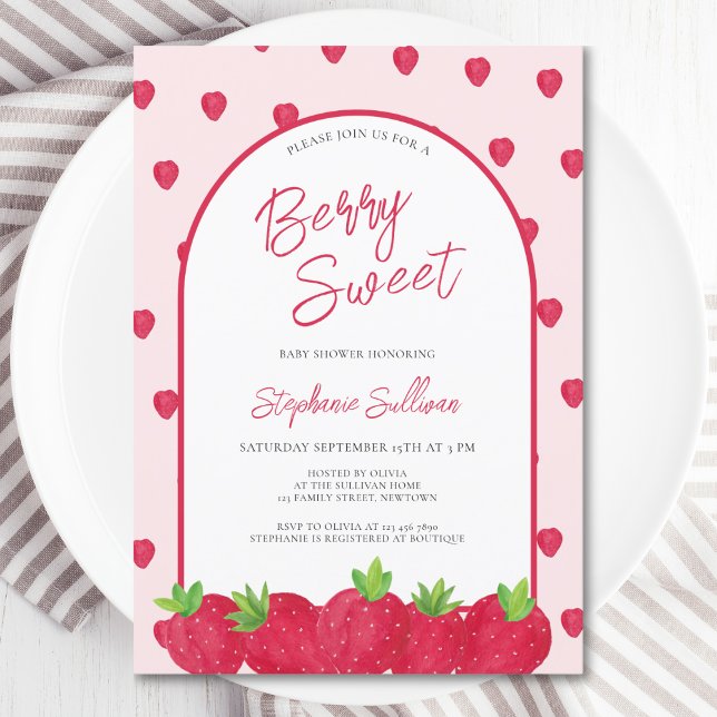 Berry Sweet Strawberry Baby Shower Inbjudningar (Skapare uppladdad)