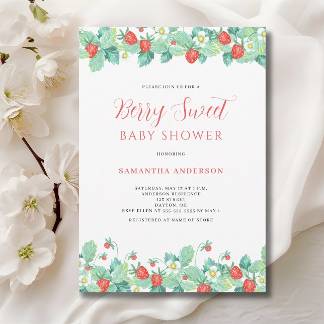 Berry Sweet Strawberry Baby Shower Inbjudningar (Skapare uppladdad)