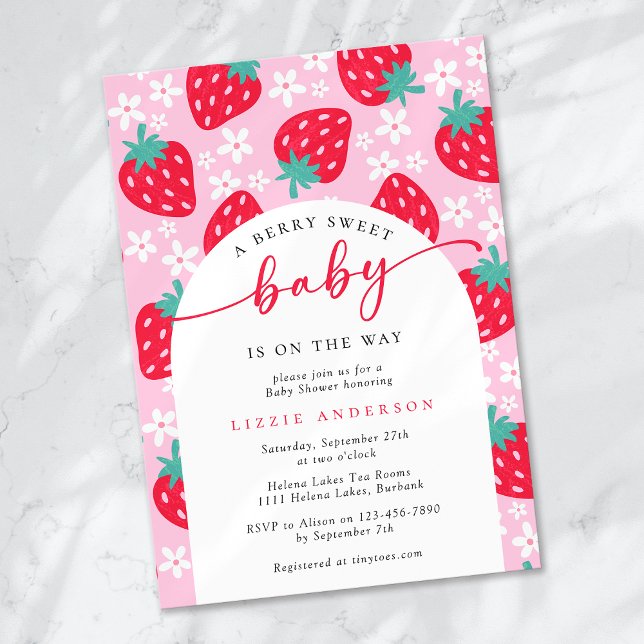 Berry Sweet Strawberry Baby Shower Inbjudningar (Skapare uppladdad)