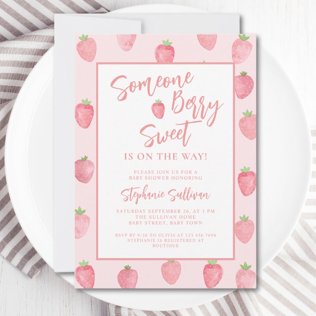 Berry Sweet Strawberry Baby Shower Inbjudningar (Skapare uppladdad)
