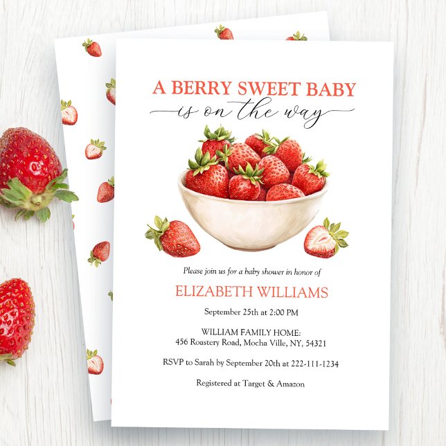 Berry Sweet Strawberry Baby Shower Inbjudningar (Skapare uppladdad)
