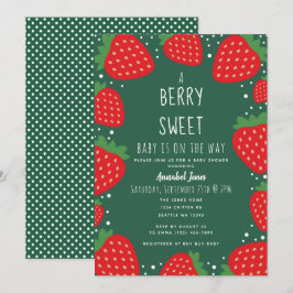 Berry Sweet Strawberry Baby Shower Inbjudningar