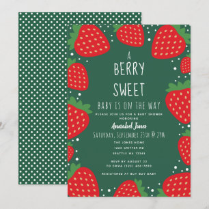 Berry Sweet Strawberry Baby Shower Inbjudningar