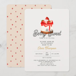 Berry Sweet Strawberry Baby Shower Inbjudningar
