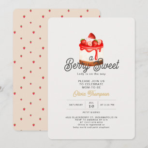 Berry Sweet Strawberry Baby Shower Inbjudningar