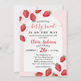 Berry Sweet Strawberry Baby Shower Inbjudningar