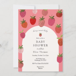 Berry Sweet Strawberry Baby Shower Inbjudningar