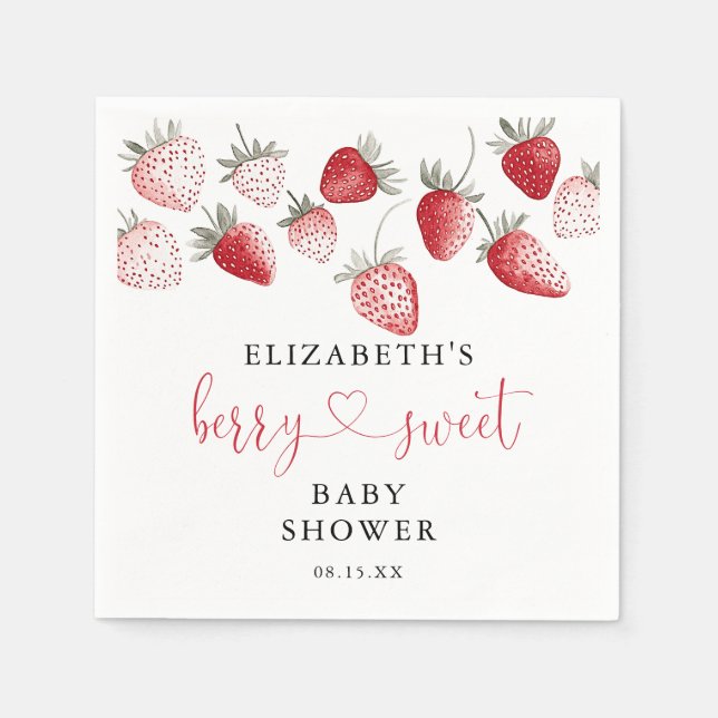 Berry Sweet Strawberry Baby Shower Pappersservett (Framsidan)