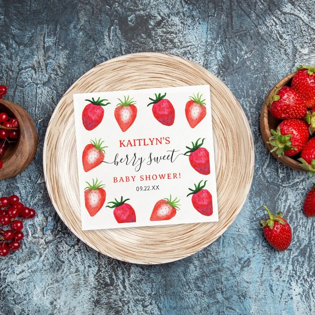 Berry Sweet Strawberry Baby Shower Pappersservett (Skapare uppladdad)