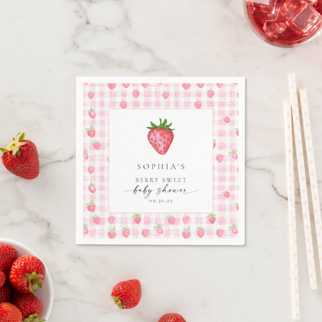 Berry Sweet Strawberry Baby Shower Pappersservett (Insitu)