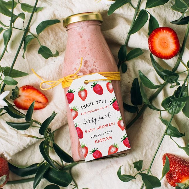 Berry Sweet Strawberry Baby Shower Presentetikett (Skapare uppladdad)